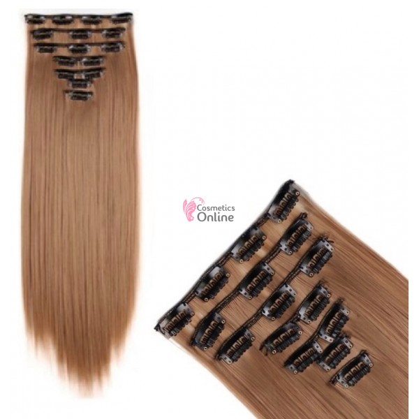 Extensie de par Full Head dreapta  55 cm, 7 Clip On, Castaniu Deschis Cod SC6630#